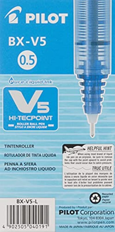 Pilot 12-Piece V5 Liquid Ink 0.5 mm Tip Rollerball Pen Set, Blue