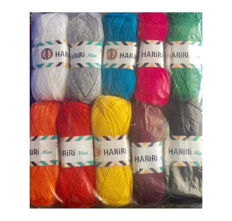 

Hariri Mini Crochet and Knitting Yarns, 10 Pieces, Multicolour