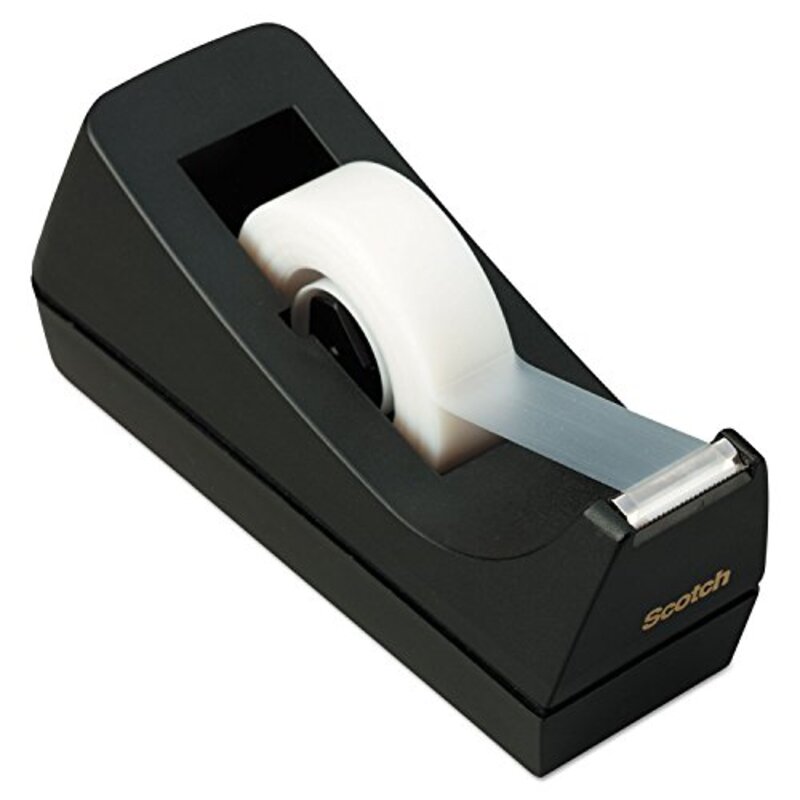 Scotch C38BK Desktop Tape Dispenser with 1" Core & Weighted Non-Skid Base, Black