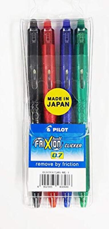 

Pilot 4-Piece Frixion Clicker Erasable Roller Ball Pen Set, 0.7mm, Multicolour