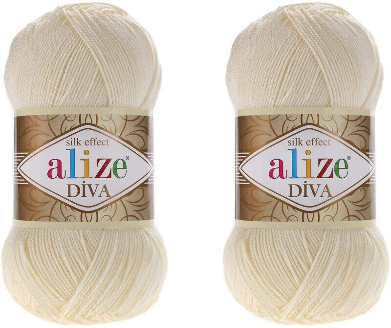 

Alize Diva Hand Crochet & Knitting Yarn, 2 Piece, Cream