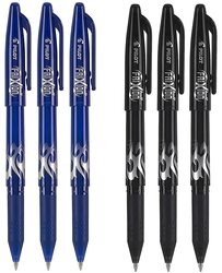 Pilot 6-Piece Frixion Erasable Gel Pens, 0.7mm, Black/Blue
