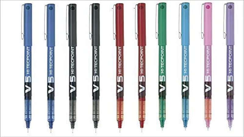 Pilot 10-Piece V5 Hi-Tecpoint Liquid Ink Pen Set, Multicolour