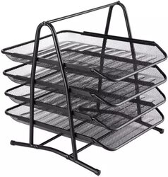 Daily Needs Metal Paper Tray 4 Tier Document organizer, Black