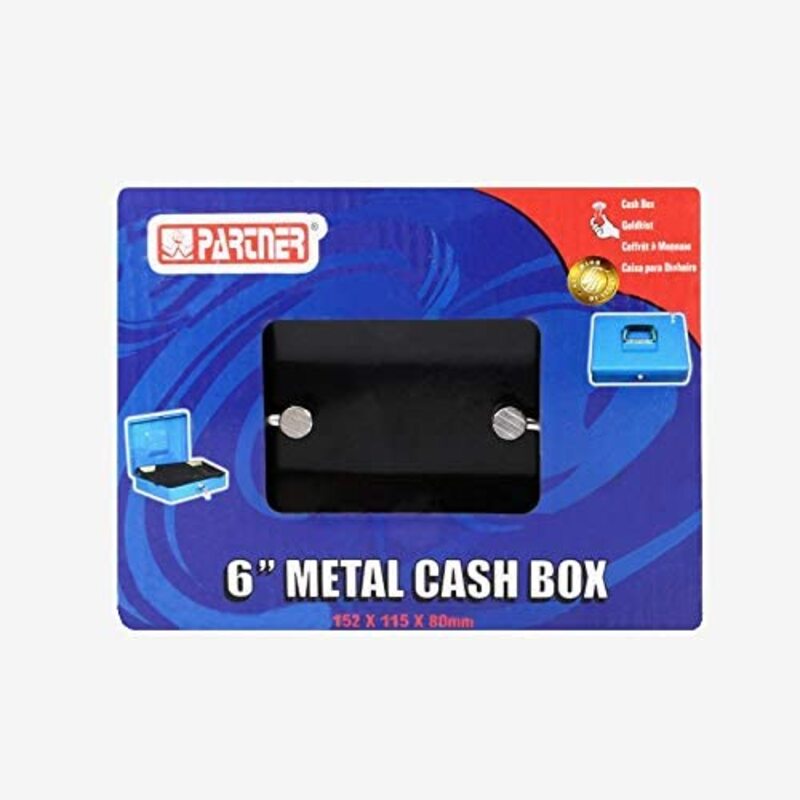 Partner 6" Metal Cash Box, Black