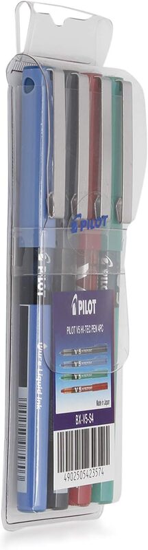 Pilot 4-Piece Hi-Tec point V5 Liquid Ball Liner Pen Set, BX-V5-S4N, Multicolour