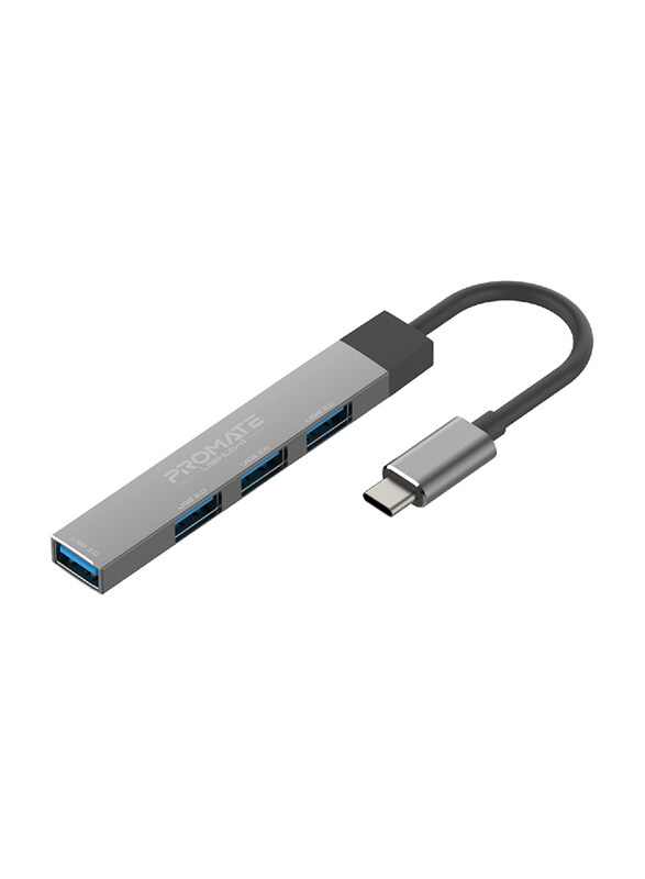 

Universal Promate 4-in-1 Type-C Sync/Charge Adapter USB-C Hub, Grey