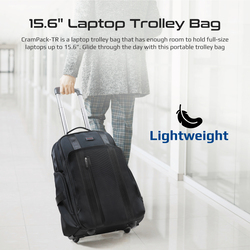 Promate Trolley Bag, 2-in-1 Lightweight Trolley Bag and Backpack with Telescoping Handle, Adjustable Straps, Water Resistance and In-Line Wheels for 15.6-inch Laptops, MacBook Air, iPad