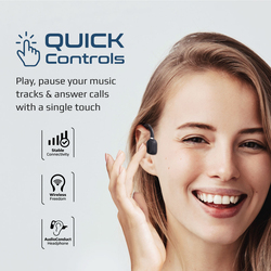 Promate Office Ripple Bone Conduction Wireless/Bluetooth In-Ear Headphone, Black