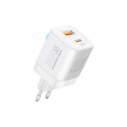 Promate Wall Charger, Compact 25W USB-C Power Delivery AC Charger with 18W QC 3.0 Charging Port, Adaptive Smart Charging and Short-Circuit Protection for iPhone 14, Galaxy S23, iPad Air,