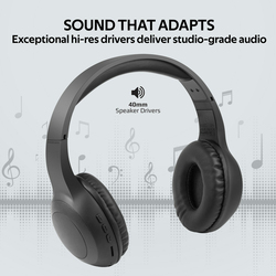Promate Laboca Wireless Over-Ear Deep Bass Headphones with Built-in Mic, MicroSD Card Slot, Black