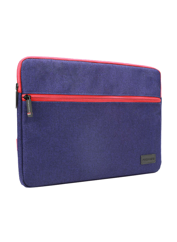 Promate Portfolio-S 11-Inch Laptop Sleeve Bag with Secure Zip and Quick Accessories Multi-Pocket, Blue