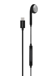 Promate In-Ear USB-C with Built-In Mic In-Line Button Lingo-C Controls Mono Wired Earphone, Black