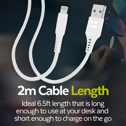 Promate 2-Meter 480 Mbps Data Sync Cord, USB Type A to Lightning Cable with 2.4V Output, PowerLink-Ai200, White