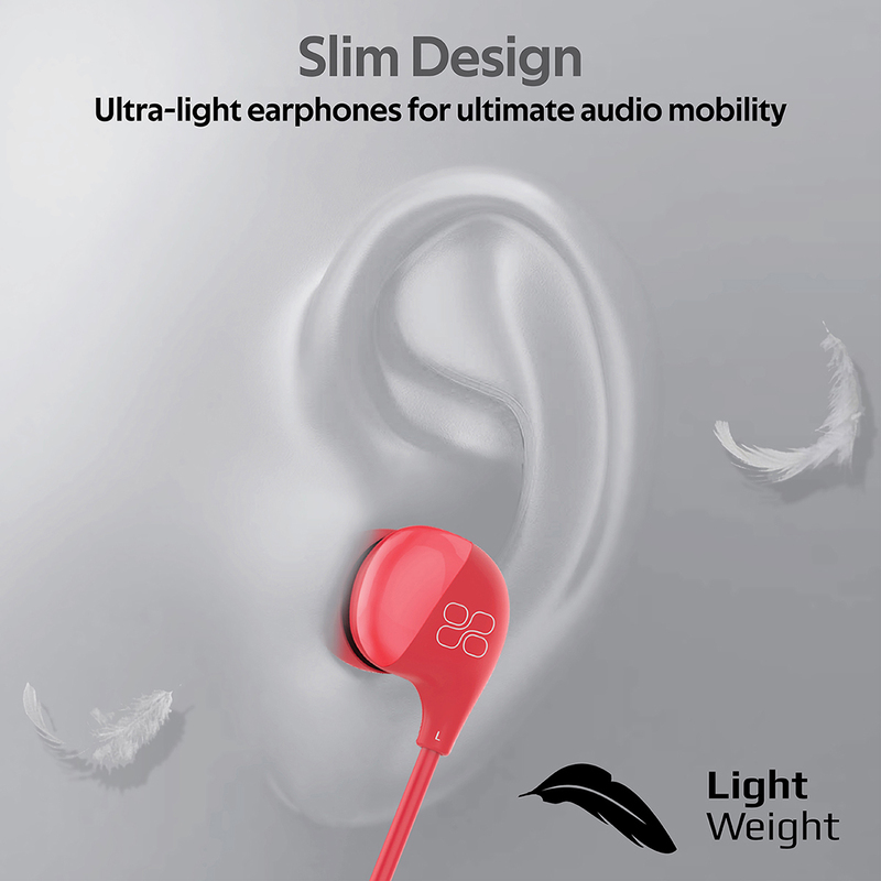 بروميت سماعات كوميت بمدخل 3.5 مم بتصميم داخل الاذن وخاصية الغاء الضوضاء مع مايكروفون, احمر