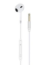 Promate In-Ear Microphone Hands-Free Calling and Button Controls Buzz Wired Mono Earphone, White