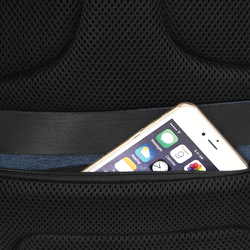 Promate Defender 16 inch Backpack Laptop Bag, Anti-Theft Business Travel, Water-Resistant, USB Charging Port, Adjustable Padded Shoulder, Hidden Secure Pocket and Password Lock, Blue