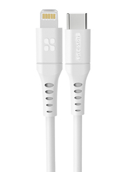 Promate 1.2-Meter Lightning Cable, Ultra-Fast 3A USB Type-C Male to Lightning, Anti-Tangle Cord for Apple Devices, White
