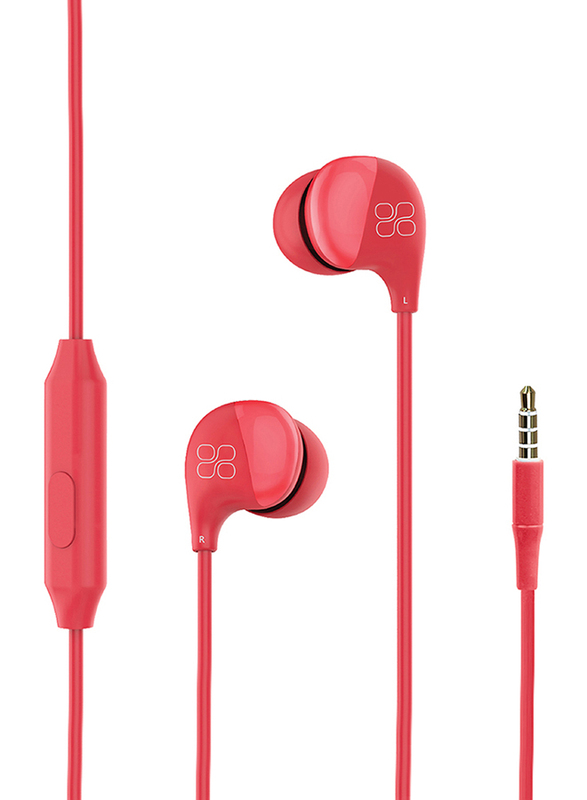 Promate Comet 3.5mm Jack Stereo In-Ear Noise Cancelling Headphones with Mic, Red
