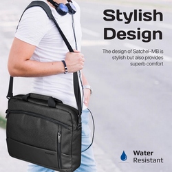 Promate Messenger Bag, Lightweight 15.6-inch Laptop Bag with Secure Zippers, Water-Resistance, Luggage Belt, Front Pocket and Multiple Compartments for MacBook Air, iPad Air, Dell XPS 15