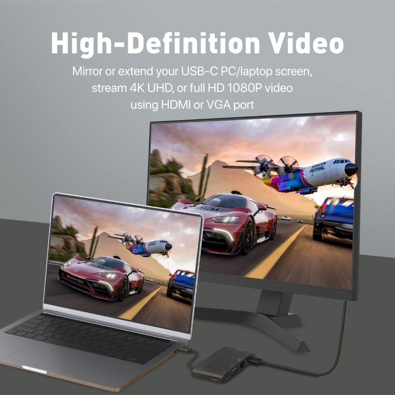 Promate 6-Port USB Hub for MacBook Pro, iPad Air, Galaxy S22, MediaHub-C6, Black