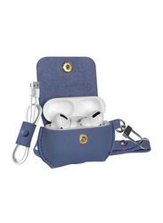 Promate Fay Elegant Leather Case with Cable Organizer for AirPods Pro, Blue