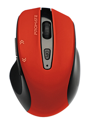 Promate EZGrip Wireless Optical Ergonomic Mouse, Red