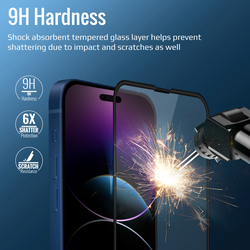 Promate Apple iPhone 14 Clear Screen Protector with Silicone Bumper Anti-Blue light & Anti-Shatter, Clear