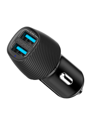 Promate VolTrip Duo 3.4A Fast Charging Car Charger, with Smart Output and Short Circuit Protection, Black