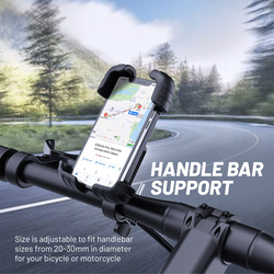 Promate Bike Phone Holder with Quick Locking Button Non-Slip 360 Degree Rotation, Black