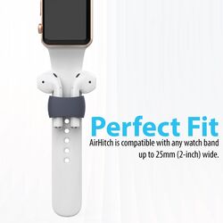 Promate AirHitch Silicone Watch Band Holder for Apple AirPods/AirPods 2/Apple Watch, Portable Anti-Lost Shockproof Holder Clip with Sweat-Resistant and Exercise Safety Secure, Navy Blue