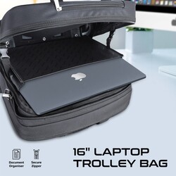 Promate Trolley Bag, Versatile 2-in-1 Lightweight Trolley Laptop Bag with Shoulder Strap, Telescoping Handle, Water Resistance and In-Line Wheels for 16” Laptops, MacBooks, iPad, Dell XPS 13
