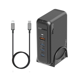 Promate USB-C GaN Charger with 140W Type-C Power Delivery 3.1 Port, 100W Power Delivery USB-C 3.1 Port, 30W Type-C Power Delivery 3.1 Port and 18W QC 3.0 USB Port for MacBook M2, iPhone 14