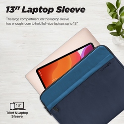 Promate Laptop Sleeve, Lightweight 13-inch Laptop and Tablet Protective Case with Secure Zipper, Water-Resistance, Front Storage Pocket and Padded Interior for MacBook Air, iPad Air, Dell XPS 13