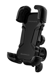 Promate Universal Quick-Clamp Bicycle Phone Holder with 360 Degree Rotation Shockproof Protection Quick-Lock System, Black