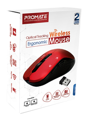 Promate EZGrip Wireless Optical Tracking Mouse with Mini USB Receiver, Red