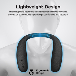 Promate Neckband with 360-Degree Sound 9H Playtime and Lightweight Bluetooth Speaker, Black