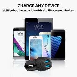 Promate VolTrip Duo 3.4A Fast Charging Car Charger, with Smart Output and Short Circuit Protection, Black