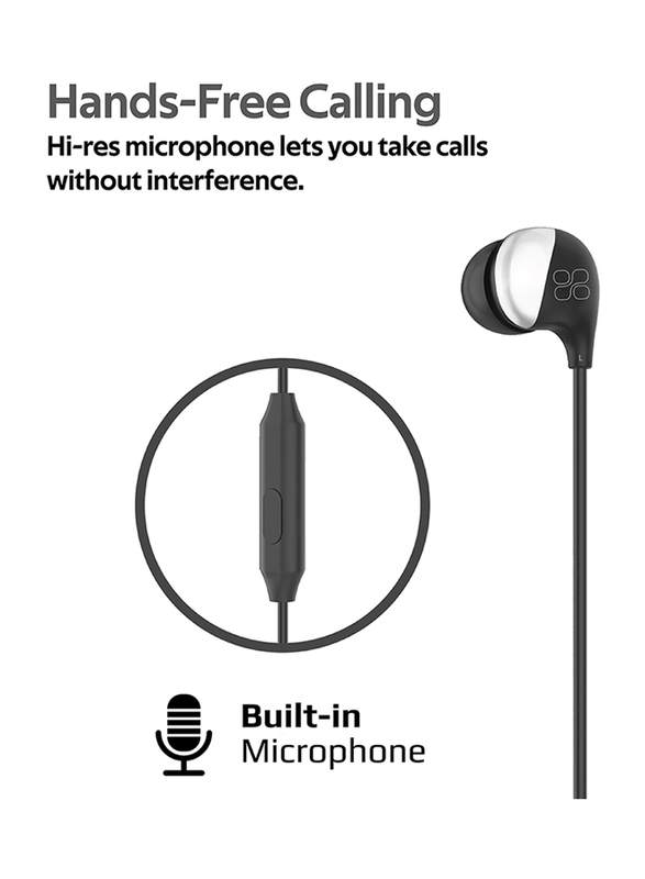 بروميت سماعات كوميت بمدخل 3.5 مم بتصميم داخل الاذن وخاصية الغاء الضوضاء مع مايكروفون, اسود