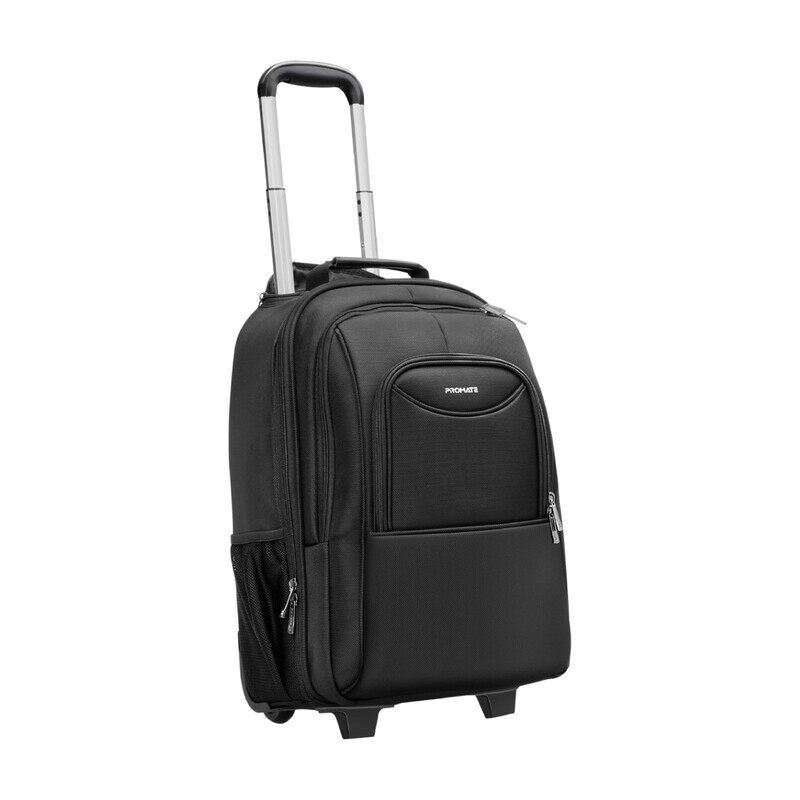 

Promate Trolley Bag, Premium 2-in-1 Trolley Bag and Backpack with Secure Zippers, Side Pockets, Adjustable Straps, Water Resistance and In-Line Wheels