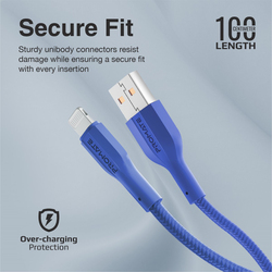 Promate 1-Meter 480 Mbps Data Sync Cord, USB Type A to Lightning Cable with 10W Output for iPhone 14, XCord-Ai, Navy Blue