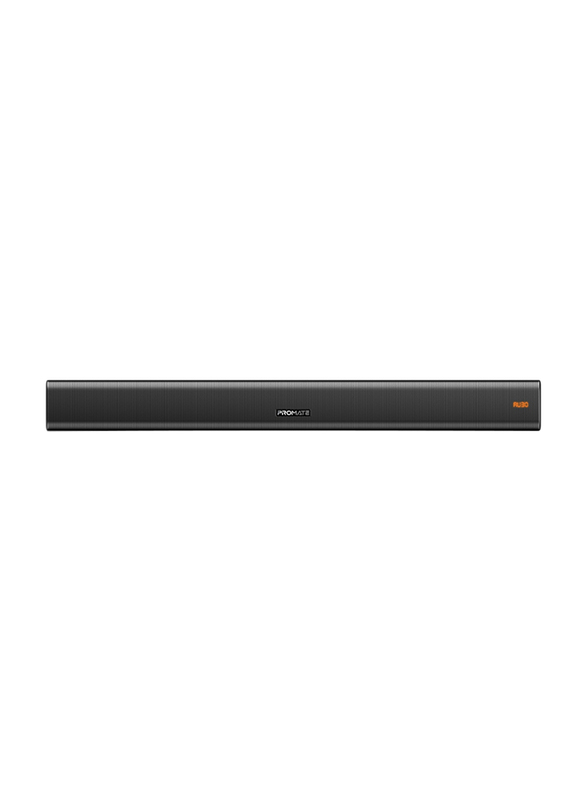 Promate StreamBar-30 with 30W Sound bar Plus 10W Subwoofer Multipoint Pairing and Remote Control Speaker, Black