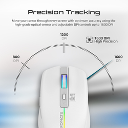 Promate Wireless Mouse, Ergonomic 500mAh Rechargeable LED Backlit Mice with Adjustable 1600DPI, 6 Functional Buttons, RGB Modes and 2.4Ghz Wireless Transmission for MacBook Air, Dell XPS 13, Asus