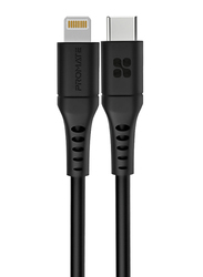 Promate 1.2-Meter Lightning Cable, Ultra-Fast 3A USB Type-C Male to Lightning, Anti-Tangle Cord for Apple Devices, Black