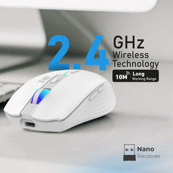 Promate Wireless Mouse, Ergonomic 500mAh Rechargeable LED Backlit Mice with Adjustable 1600DPI, 6 Functional Buttons, RGB Modes and 2.4Ghz Wireless Transmission for MacBook Air, Dell XPS 13, Asus