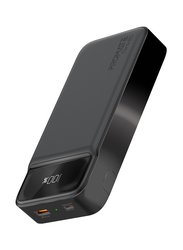 Promate 20000mAh Power Bank with Kickstand 20W USB-C PD Port and QC 3.0 18W Port, Black