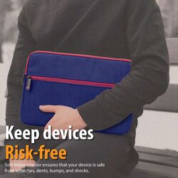 بروميت Portfolio-S حقيبة لابتوب مقاس 11 انش مع سحاب آمن و جيوب اكسسوارات متعددة سهل الوصول اليها, ازرق