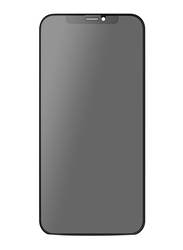 بروميت واقي شاشة زجاجي مقاوم للخصوصية ثلاثي الأبعاد مضاد للتجسس لهاتف ايفون 12, مع مصد سيليكون مدمج, صلابة 9H وحماية من التحطم, أسود