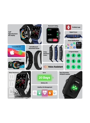 Promate Bluetooth 5.1 Health and Fitness Tracker 1.8 IPS Display Smart Watch, ProWatch-B18, Black