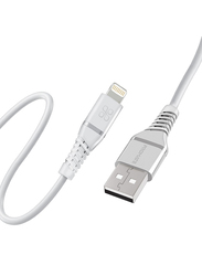 Promate 1.2-Meter High Tensile 2.4A Super-Fast Silicone Cord, USB Type A to Lightning Cable with 480 Mbps Data Sync for iPhone 13, iPad, AirPods Pro, PowerLine-Ai120, White